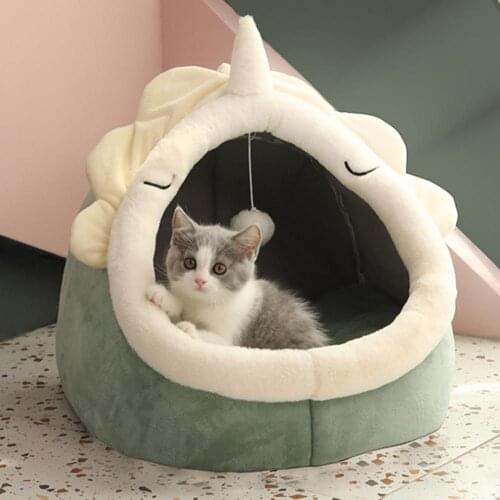 Cat Bed Soft Cute Small Cat Bed Eco-friendly Premium Cat Dog Tent House Kennel Winter Warm Nest for Home Widely Use Pet House