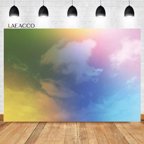 Laeacco Gorgeous Twilight Color Sky Cloud Birthday Decor Photocall Background Newborn Customized Portrait Photography Backdrops