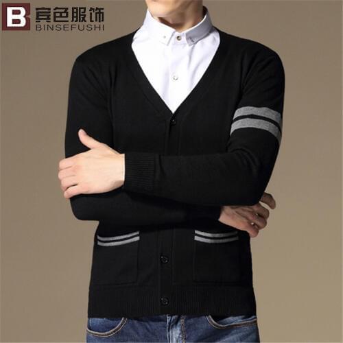 2018 men knitted sweater V mens knitted Cardigan Sweater Jacket