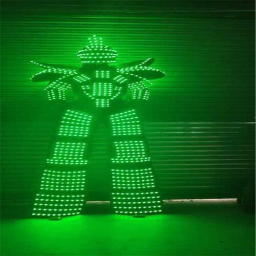 P43 RGB led light robot men suit dj stilts outfits colorful luminous glowing led helmet dj perform dress clothe party stage show