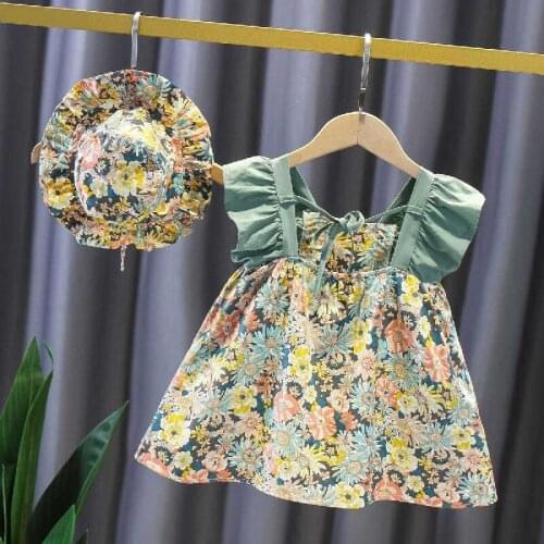 Girls dress 2021 New Fashion Sweet Childrens Flower Costumes Childrens Sleeveless Infant Baby Clothes girls dress