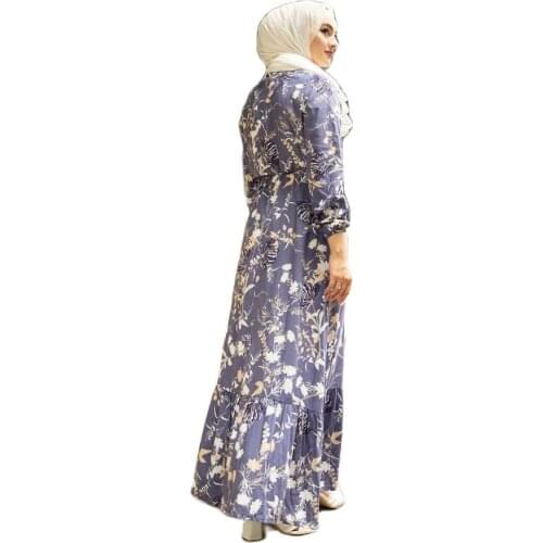 Carnation Pattern Dress abayas muslim sets modest clothing turkey dresses for women hijab dress muslim tops islamic clothing aba