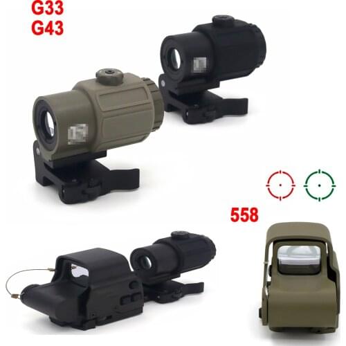 G43 G33 Tactical Sight for 558 sight 3X Magnifier Scope With Switch to Side Quick Detachable QD Mount for Hunting Apply Red Dot