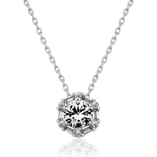 Tevuli 925 Sterling Silver Ice White Baget Cubic Zirconia Women Necklace