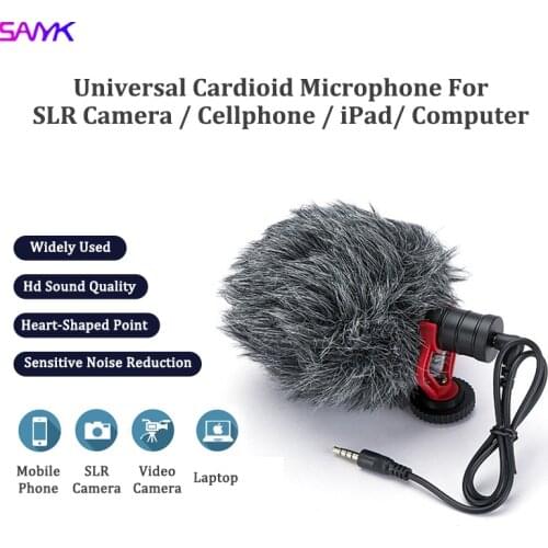 SANYK Universal Cardioid Microphone For SLR Camera / Cellphone / iPad/ Computer Noise Cancellation Microphone Vlogging Microphon