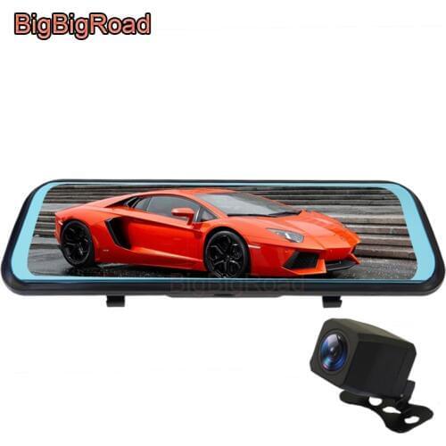 BigBigRoad Car DVR Dash Camera Stream RearView Mirror IPS Screen For Hyundai H-1 Santa Fe i10 Azera Equus Genesis G90 G80 G70