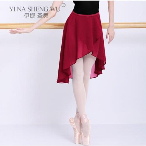 Women Adult Ballet Dance Skirt Long Wrap Chiffon Skirt Ballet Tutu Skater Skirt Adjustable Buckles Ballerina Dance Practice Wear