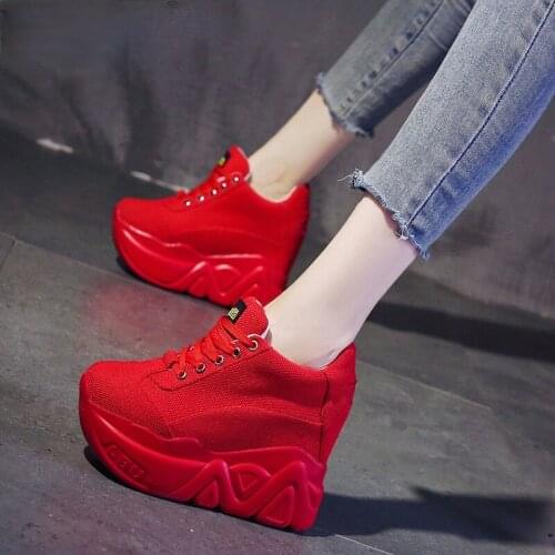 Breathable Air Mesh Chunky Sneakers Women 2020 Spring Summer Knitted Height Increasing Shoes Woman White Casual Footwear