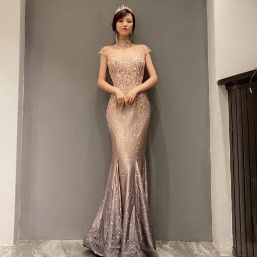 Celebrity sexy mermaid Beaded wedding evening dress 2021 New style cocktail party Formal Womens dress