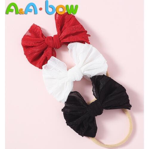 1pcs Nylon Bow Headbands Soft Stretchy Solid chiffon Bow hair bands for Baby Girls Elastic Traceless Head Wrap Hair Accessories