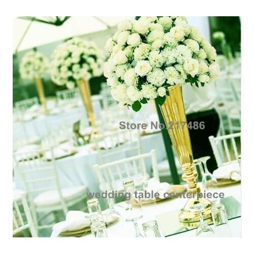 10PCS/LOT Metal Flower Vase Home Decoration Floreros Mariage Rack Wedding Tabletop Centerpiece Floor Road Lead with Strands