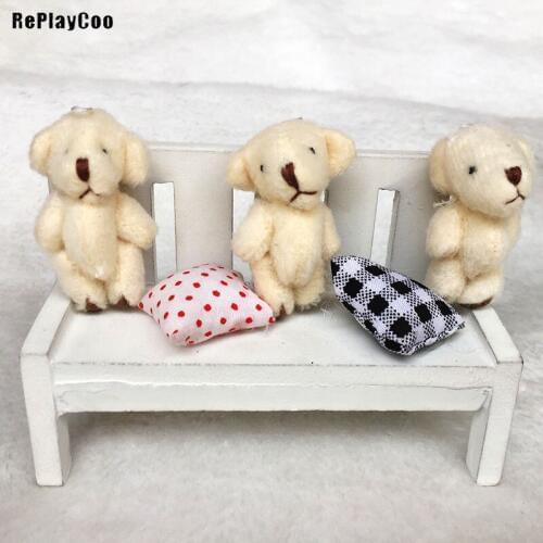100PCS/LOT Mini Teddy Bear Stuffed Plush Toys 4.5cm Beige Small Bear Stuffed Toys pelucia Pendant Kids Birthday Gift HMR017