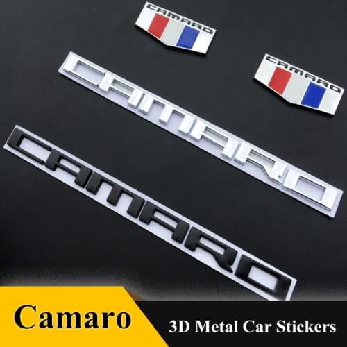 3D metal car sticker Badge for Chevrolet Camaro Front Hood Emblem Chevy ZL1 Rear Trunk Sticker Flag pattern Automobile Stying