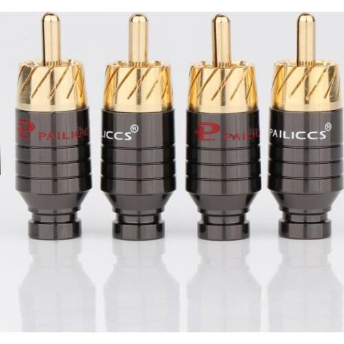 4pcs Copper RCA Plug Gold Plated Audio Video Adapter Connector