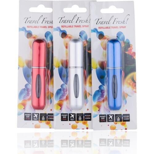 5ml Refillable Perfume Bottle With Spray Pump Portable Empty Cosmetic Container Spray Atomizer Travel Size Cardboard Packaging