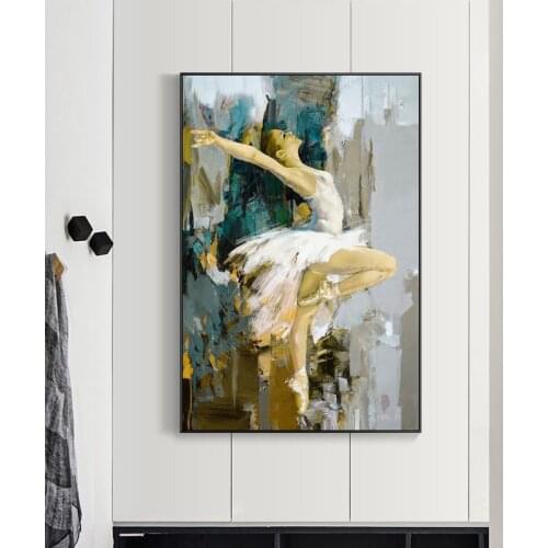 Abstract Ballerina Oil Paintings on Canvas Dancing Girl Wall Art Posters and Prints Cuadros Picture for Home Decoration No Frame