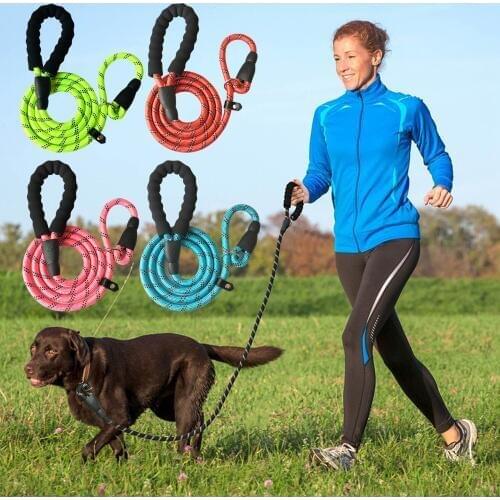 Behogar 6ft Heavy Duty Dog Leash Nylon Adjustable Reflective P Shape Pet Training Lead Leashes String Line for Medium Large Dog