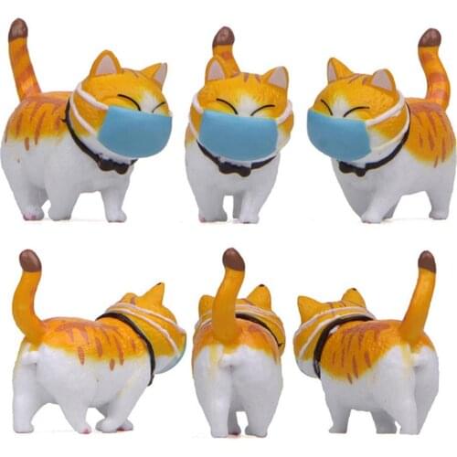Cartoon Face Cover Fat Cat Mini Model Figurine Ornament Micro Landscape Decor