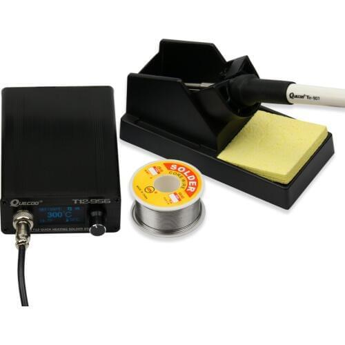 T12-956 1.3inch Soldering Digital Station Electronic Soldering iron with Metal/plastic handle solder tin wire and iron stand