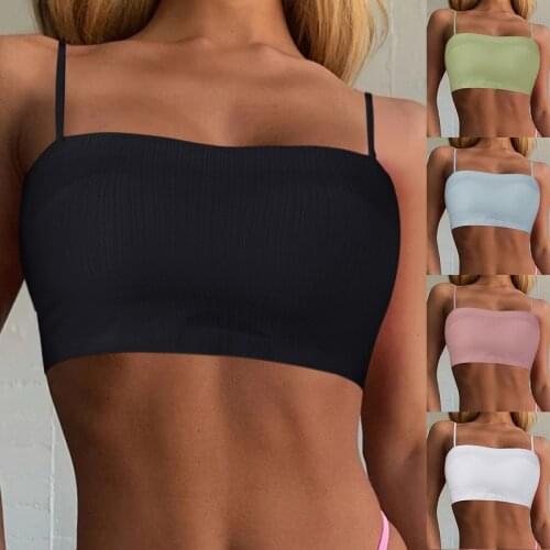 Womens Tube Top Invisible Bra Sexy Bandeau Strapless Bralette Streetwear Crop Top Seamless Bustier Underwear Lingerie Tops