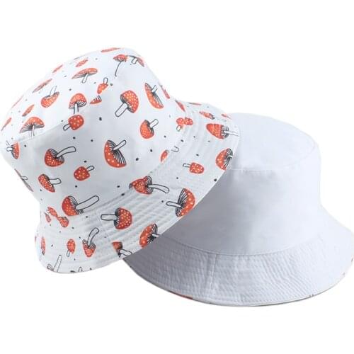 Mushroom Printed Reversible Bucket Hat Men Women Outdoor Hip Hop Fisherman Cap Fashion Streetwear Beach Panama Bob Hats