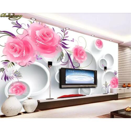 Beibehang Custom photo wallpaper mural rose flower vine 3D circle TV background wall papers home decor papel de parede infantil