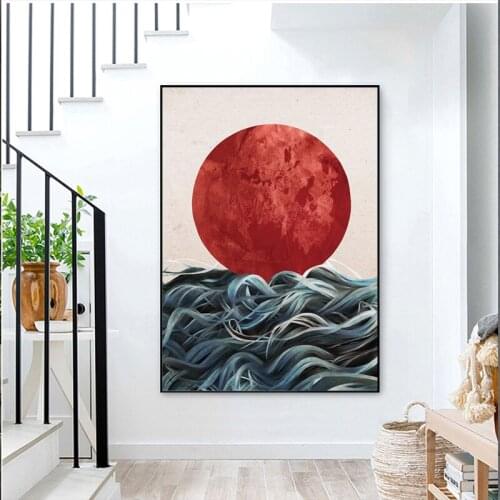 Canvas Painting Japanese Sunrise Art Posters and Prints Wall Art Pictures Living Room Scandinavian Seascape Home Decor Cuadros