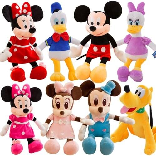 Disney Mickey Mouse Minnie Donald Duck Daisy Goofy Pluto Animal Stuffed Plush Toys Doll Christmas Gift for Children Girls Girl