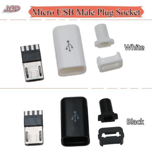 JCD New DIY Micro USB 5 Pin Male Plug Socket Connector&Plastic Cover Solder Micro Mount Assembly Replacement Connector Cable