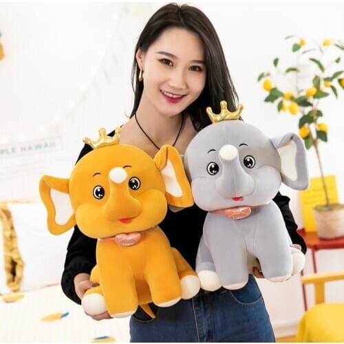 Kawaii Simulation Crown Baby Elephant Plush Soft Stuffed Animals Toys Love Doll Sofa Decor Girl Birthday for Children Kids Gift
