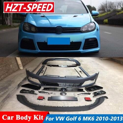 Facelift R20 Style Car Body Kit Unpainted PP Material Front and Rear Bumper Side Skirts Grille With Led Light For VW Golf 6 MK6