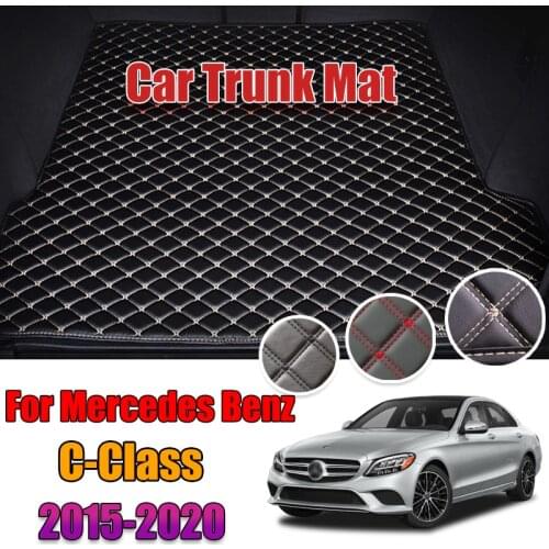Leather Car Trunk Mat Benz Carpet Tail Cargo Liner For Mercedes Benz C Class 2015-2020 Trunk Boot Mat Rear Benz W205 Liners Pad
