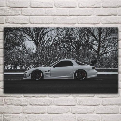 Cool coloring white rx7 sport car monochrome artwork living room home wall art decor canvas fabric poster KP680
