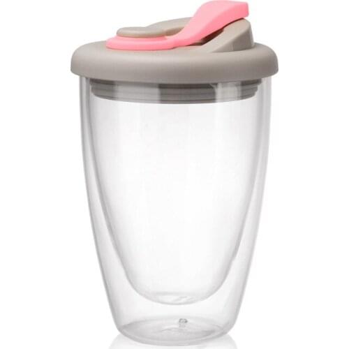 350ML 450ML Double Wall Cup Glasses Coffee Mugs With Double Bottom Creative Round Drinking Cup