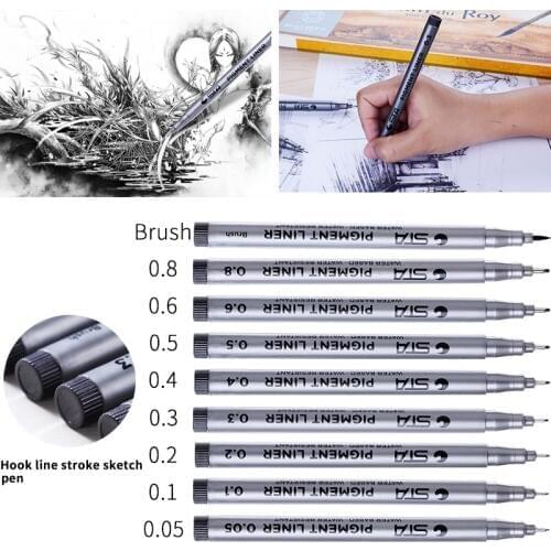 0.05-0.8mm Markers Pens Soft Paint Pen For Sketch Drawing artist sketch pens set Comic Handwriting Oil Markers Pen thickness