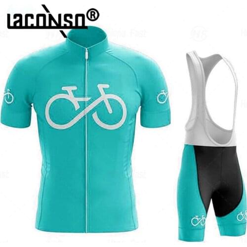 LACONSO Cycling Mens Clothing Bicycle Bike Road 2021 New Team Short Sleeve Jersey Suit Jersey Road Racing Jump Set Equipment