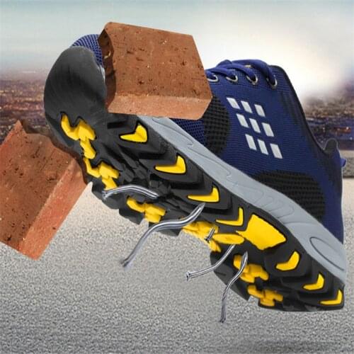 Lightweight Men Boots Breathable Steel Toe Caps Anti-smashing Safety Shoes Mens Non-slip Work Shoes Mesh Climbing Men Sneakers