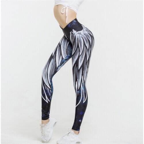 New Yoga Pants Wing Print Leggins Push Up Fitness Sexy Cartoon 3D Graffiti Women Training Sport Yoga Leggings