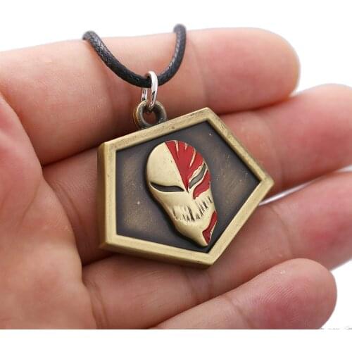 New Anime Bleach Kurosaki Ichigo Necklace Mask Logo Pendant Men Women Cosplay Chain Chocker Figure Gift