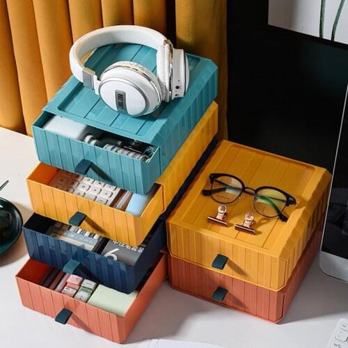Multi-layer Drawing Type Storage Box Lid Desktop Debris Cosmetic Organizer Box Calculator Stationery Home Office Storage Case