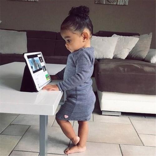 1-7T Toddler Kid baby Girl Clothes Autumn Winter Knitted T Shirt Dress Elegant Long Sleeve Warm Infant Outfit Fashion Outfit