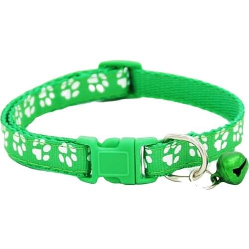 Small Dog Supplies Puppy Cat Collar with Bells Chihuahua Dog Collar Footprints Accessories Adjustable Nylon Buckle Collar Yorkie