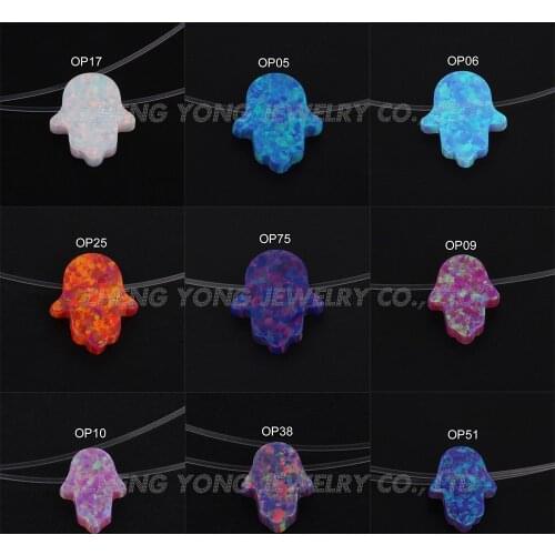 1pc/lot 2019 Hot sale Transparent Nylon Synthetic Opal Fatima Hand Hamsa Necklace Opalo Hamsa Necklace Many colors for Choose