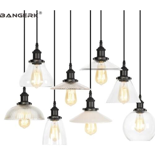 Industrial Glass Vintage Pendant Light LED Loft Style Edison Hanging Light Kitchen Bar Home Decor Lighting Droplight Luminaire