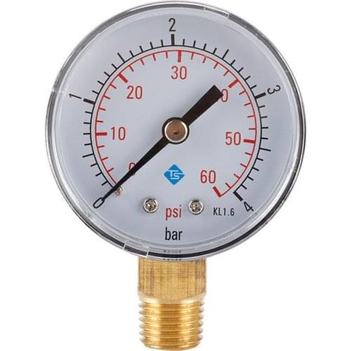 Radial Pressure Gauge Liquid Filling 0-60Psi 0-200Psi Petrochemical Metallurgical Fluid Medium Pressure Measurement 50mm Dial