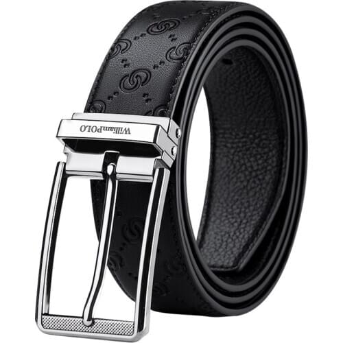 Williampolo new Belt mens leather fashion mens belts pure leather denim buckle belt