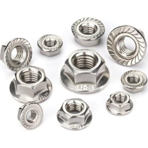 Hexagon Flange Nuts Slip Locking Lock Nut DIN6923 M3-M16 304 Stainless Steel with Pad Nut Bolt 5 Pcs