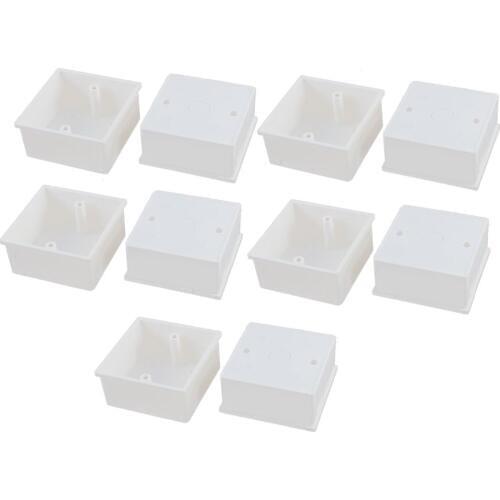 Uxcell 10Pcs Mount Back Box 86x86x40mm White PVC Single Gang Wiring Mount Back Box For Wall Socket Home Office Surface Type