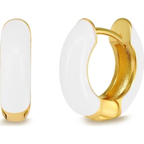 925 Silver Ear Buckle White Enamel 5 Colors Hoop Earrings for Women Piercing Pendent Ohrringe Earring Fashion Fine Jewelry Gift