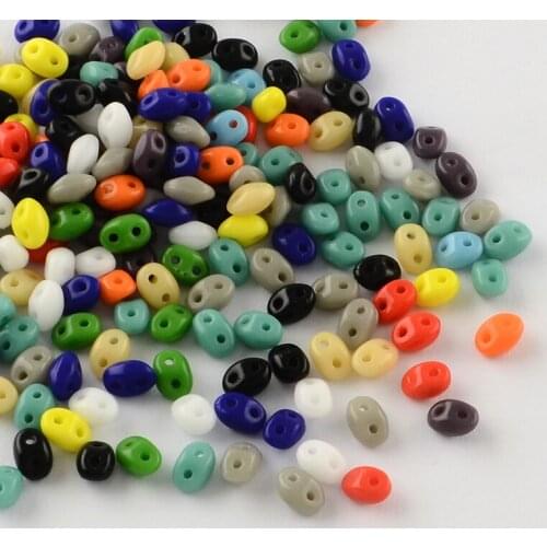 1Bag 50g 2-Hole Seed Beads Small Loose for Jewelry Making DIY, Black White Yellow Red Green Blue, 5x3.5x3mm; 650pcs/bag